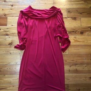 Chico’s red knit sleeveless dress w/ attached cape